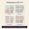 Mahjong Bear Gift Card with four American mahjong set designs: Halloween, Gothic Halloween, Cozy and Classic Christmas