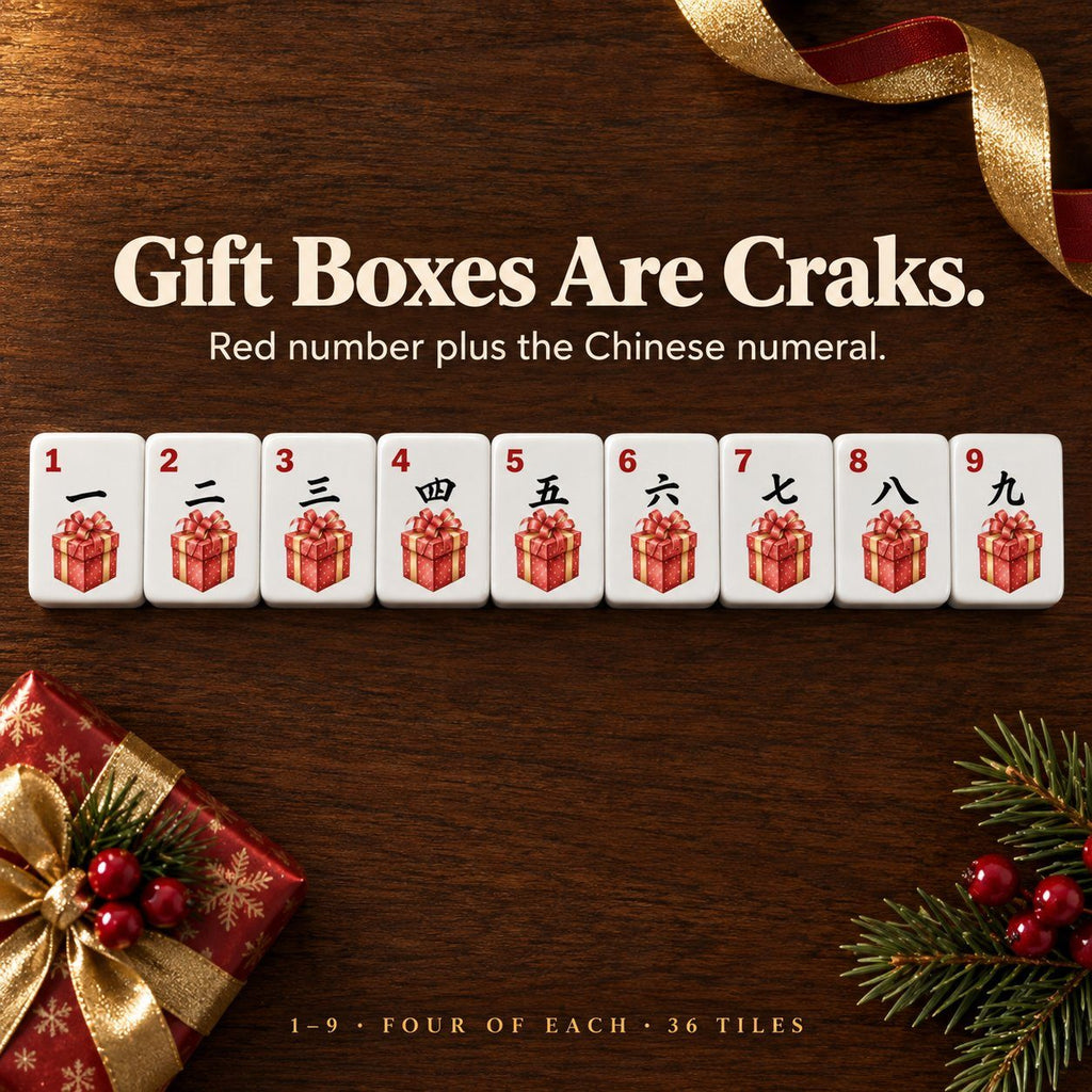 Gift-box Craks 1 to 9, each with a red corner number and its Chinese numeral above a red present