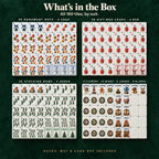 All 160 Classic Christmas mahjong tiles by suit: Dots, Craks, Bams, dragons, 8 flowers, 16 winds, 8 jokers, 8 blanks