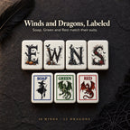 Gothic E, W, N, S wind tiles above Soap witch, Green dragon and Red dragon tiles on dark slate