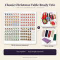 Classic Christmas Table Ready Trio: American mahjong set with ornament tiles, name-stitched tile bags, velvet rack bags
