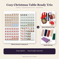 Cozy Christmas Table Ready Trio: American mahjong set with gingerbread tiles, name-stitched tile bags, velvet rack bags